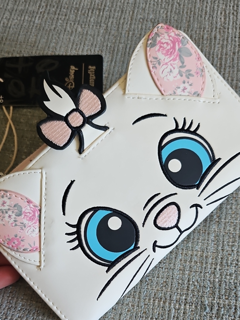 Loungefly White & Pink Marie Cat Wallet with Blue Eyes
